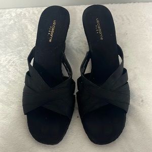 NWOT Liz Claiborne Black Flex Wedge Sandals